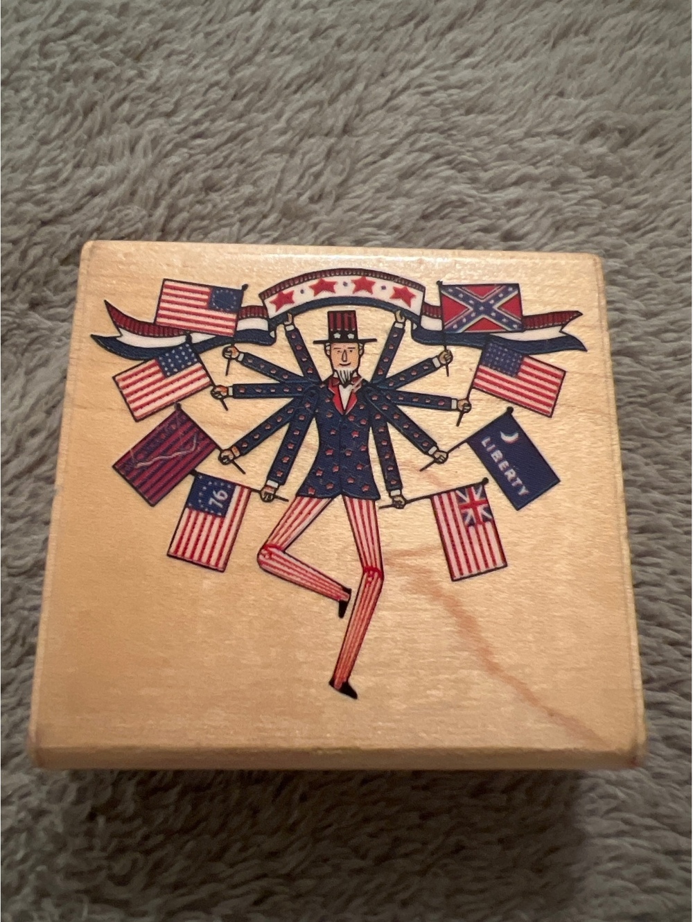 Charles Wysocki Uncle Sam 3354 Rubber Stamp Wooden Block